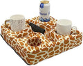 Couch and Bed Cup Holder Pillow, Sofa Refreshment Tray for Drinks/Remote Control/Snacks Holder (Giraffe) by Xchouxer