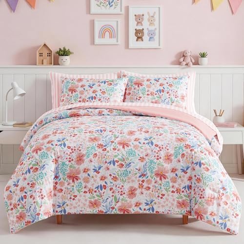 Full Size Comforter Sets for Girls - 7 Pieces Floral Full Size Bedding Sets by KaleidoSpaceHomeCollection