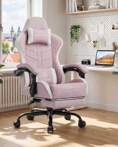 GTPLAYER Gaming Chair for Adults, Computer Chair with Footrest, Pink | Ergonomic Video Game Chair with 90-155° Recline, Removable Headrest & Lumbar Support, All-Day Comfort for Home & Office - Image 2