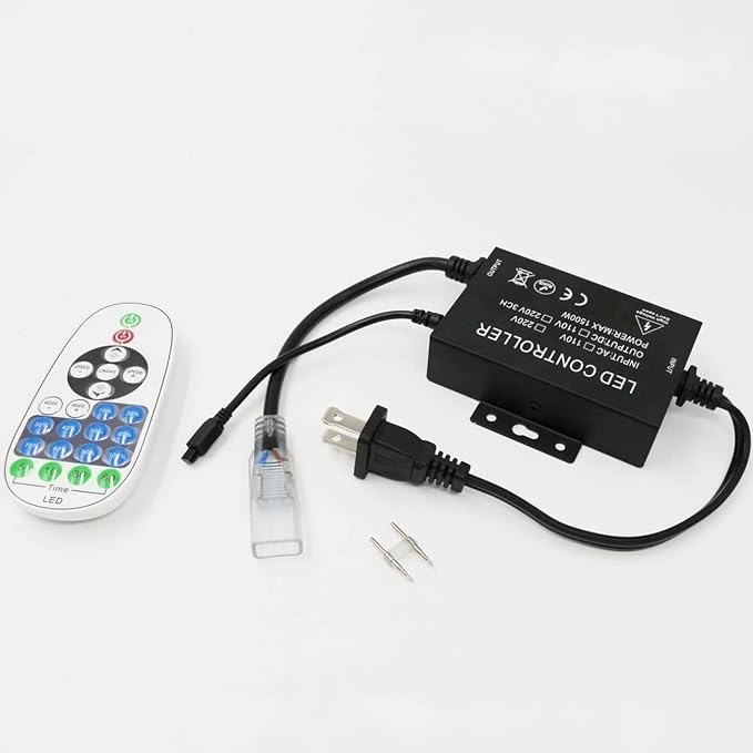 IEKOV™ Max 1500W, AC 110V 120V to DC 110V Power Supply Adapter with IR Receiver + 23 Keys Remote Control only for IEKOV High Voltage LED Light Strip (Single Color,30m-50m) by IEKOV