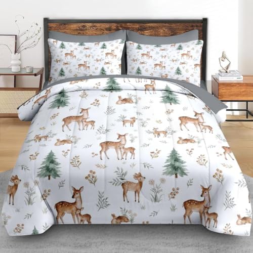 Pamnest Twin Comforter Set with Sheets, 5 Pieces Woodland Forest Bedding - Image 3