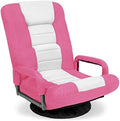 Best Choice Products Swivel Gaming Chair 360 Degree Multipurpose Floor Chair Rocker for TV, Reading, Playing Video Games w/Lumbar Support, Armrest Handles, Adjustable Foldable Backrest - Pink/White by Unknown