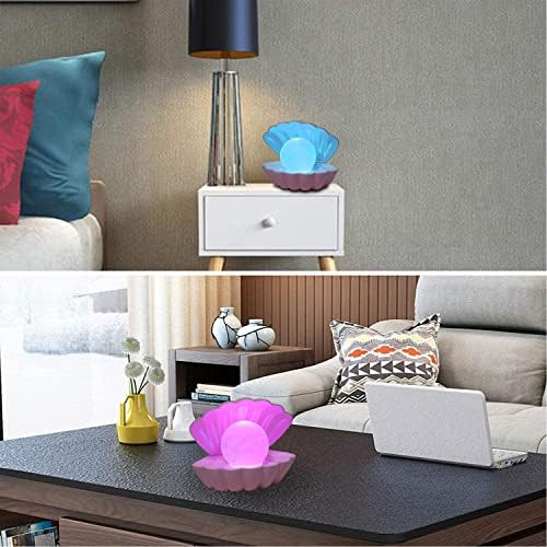 LKUA Shell Pearl Beach Themed Night Light, RGB 8 Colors Changing Mood Shell Pearl Lamps, Bedside LED Clamshell Portable Night Lights for Bar (Pink) - Image 2