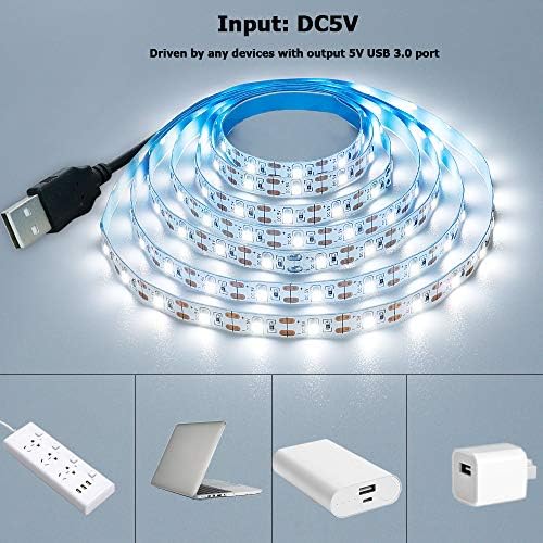 USB LED Strip Cool White 6000K 5V USB Powered 13.12ft/4M(2pcs x 6.6ft) - Image 2