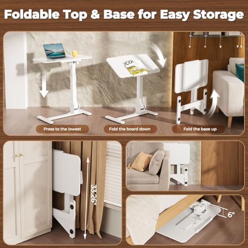 JOY worker Foldable Mobile Standing Desk, 180° Tilt Overbed Bedside Table - Image 5