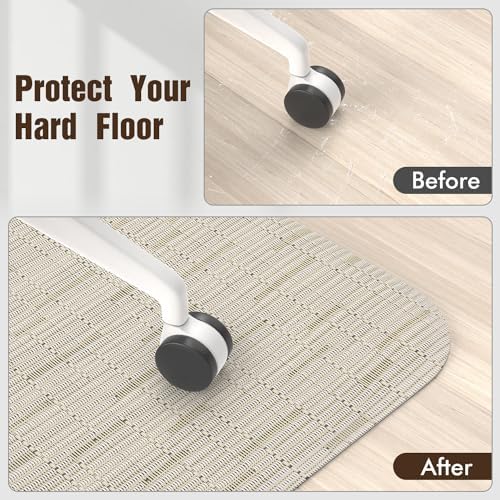 Blvornl Office Chair Mat for Hardwood Floor, Computer Chair Mat, 47.2"x 60" | Light Brown, Waterproof, easy to clean, suitable for hardwood, laminate, Rattan Woven Pattern, Durable Solid PVC Material - Image 6