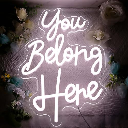Allball You Belong Here Neon Signs for Wall Decor, Motivational Neon Sign Inspirational Quote Neon Light LED Classroom Decor, for Bedroom Salon Bar Home Wall Decor Classroom Decor Party(16.1 *10.6In) - Image 2