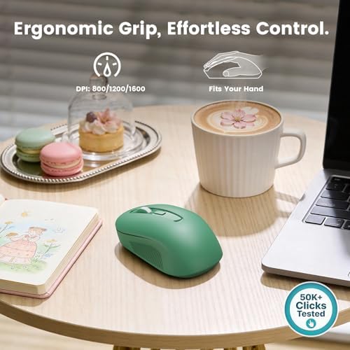 Wireless Keyboard Mouse, Magnetic Wrist Rest, Round Keycaps, Green & Black - Image 6