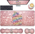 Keyboard Wrist Rest and Mouse Pad with Wrist Support Set Ergonomic Coaster,Memory Foam,Easy Typing Pain Relief,XL Desk Mat 31.5"x 11.8",Stay Positive Work Hard and Make It Happen Inspirational Quotes by CICPLKSE