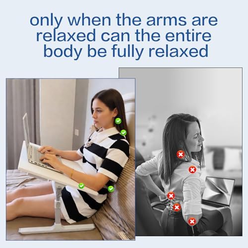 Armrest Laptop Desk for Couch and Bed,Hospital Bed Table,Lap Desk Pillow,Large Adjustable Bed Desk for Laptop with Drawer and Tablet Slot, U-Table for Reading, Gaming, Writing,Eating,Drawing - Image 3