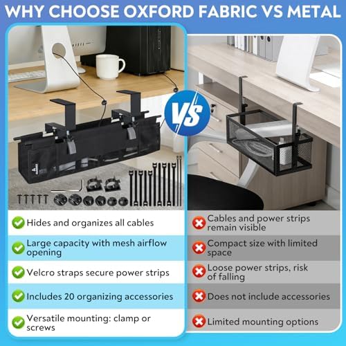 Under Desk Cable Organizer, Cable Management Tray, Clamp or Screw Mount - Image 5