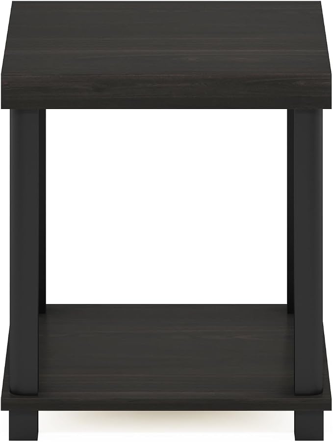 Furinno Turn-N-Tube Toolless 2-Tier Side Table, Thick Tabletop, Espresso - Image 7