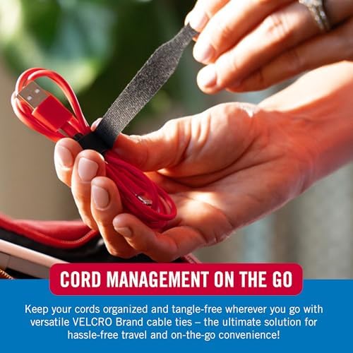 VELCRO Brand Reusable Cable Ties, Cord Management, 6in, Black, 100 Pack - Image 3