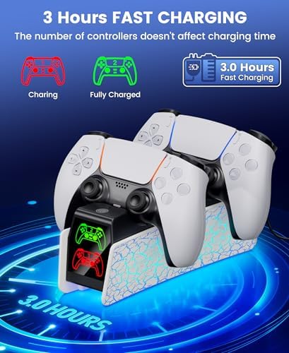 Charging Station for P S5 Controller, Fast DualSense Charger Dock with RGB Touch Control, Controller Indicator Light Stand Compatible with PlayStation 5 Dualsense Edge Accessories - Image 2