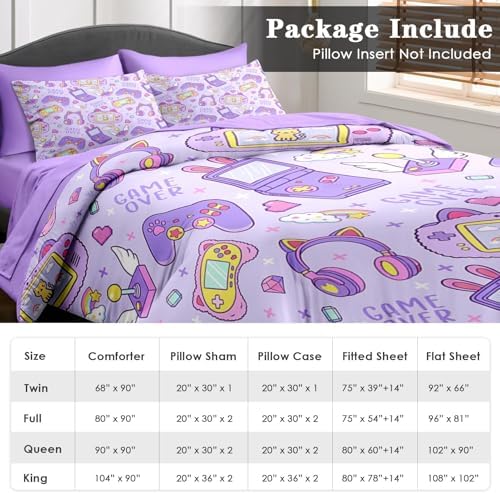 Pamnest King Comforter Set with Sheets, 7 Pieces Kawaii Gamepad Bedding - Image 6