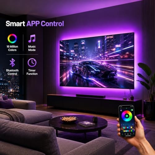 MORIACC LED Lights for TV, 13.1ft Behind TV Backlight for 32-65 Inch TV, Music Sync Strip Lights with APP and Remote Control, USB Powered for Gaming Bedroom Home Decor - Image 3