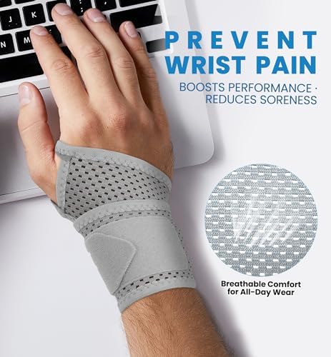 2-Pack Ultra-Thin Wrist Braces, Breathable Comfort Mesh Fabric Support for Pain Relief - Ideal for Carpal Tunnel, Tendonitis, Sports, Fitness and Daily Use - Adjustable Wrist Support (Gray) - Image 4