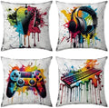 Gamer Pillow Covers 20x20 Set of 4, Gamer Room Decor for Boys, Gaming Pillow Covers Teen Boy Room Decor Gaming Decor Accessories Sofa Couch Men Bedroom Toddler Kids Home Decorations Birthday Gifts by YOOOAHU