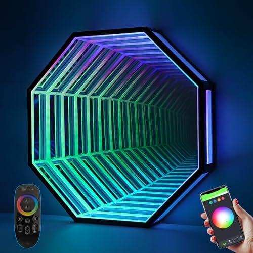 3D Infinity Mirror Light, 28in/70cm Octagon RGB Tunnel Light, 358 LEDs by XQDUPDA
