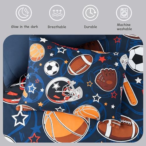 Twin Comforter Set for Boys - 5 Pieces Sports Bedding Twin Bedding Sets - Image 5
