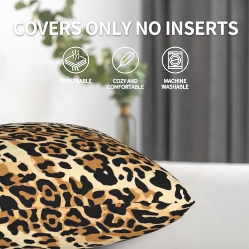 Pillowcase Set of 2 Leopard Animal Cheetah Print Throw Pillow Covers Shells for Couch Office Bedroom Home Decoration, 16"X16" - Image 4