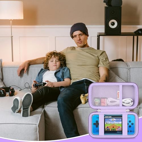 Supmay Carrying Case Compatible with WELLST·G/ for GuaiyeyeAP Handheld Game for Kids -Preloaded 220 Retro Video Games, Portable Gaming Player Storage Holder Travel Bag with Mesh Pocket, Purple - Image 7