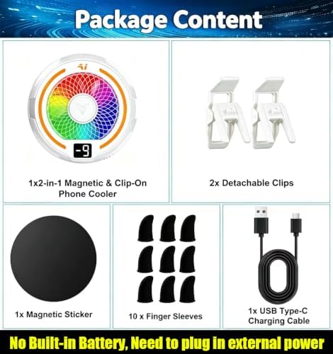 Magnetic & Clip-on Semiconductor Phone Cooler w/RGB & Finger Sleeves - Image 6