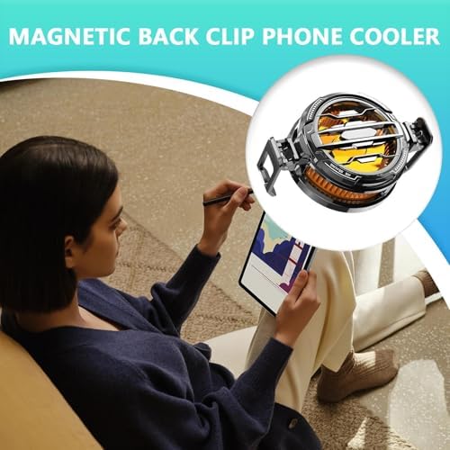 Black Phone Cooling Fan – Magnetic with Fast Heat Dissipation | Portable Smartphone Cooler for gamings Video Calls Vlogging Live Broadcasting Outdoor Use Streaming Entertainment - Image 2