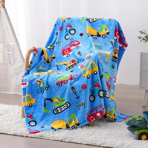SOCHOW Cute Car Truck Fleece Throw Blanket for Boys, Blue 50 x 60 Inches by SOCHOW
