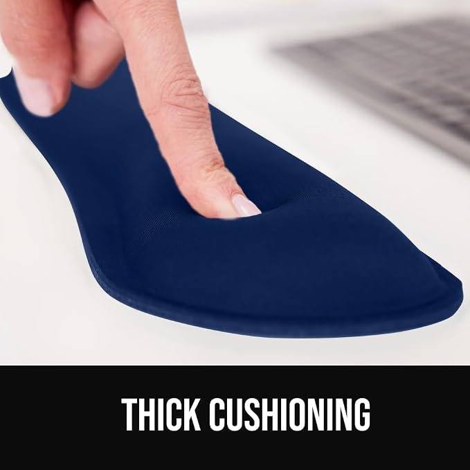 GORILLA GRIP Silky Gel Memory Foam Wrist Rest for Computer Keyboard, Mouse, Ergonomic Design for Typing Pain Relief, Desk Pads Support Hand and Arm, Mousepad Rests, Stain Resistant, 2 Piece Pad, Navy - Image 3