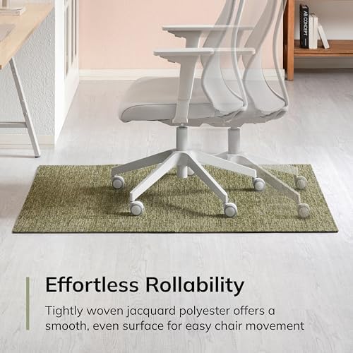 Anji Mountain 54" x 40" Rug'd Office Chair Mat for Carpet & Hardwood Floor | Low Pile, Anti-Slip Felt Backing for Rolling Chairs, Easy Glide Floor Protector Mat for Home Office, Burlington Green - Image 5