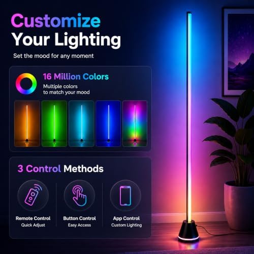 RGB Corner Floor Lamp with Speaker, App & Remote Control, Music Sync - Image 4