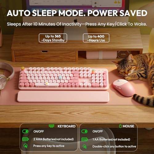 Wireless Keyboard and Mouse Combo, Typewriter Keyboard, Magnetic Wrist Rest - Image 4