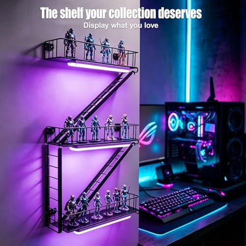 Fire Escape Wall Shelf, Iron Fire Escape Shelf with 15 Colors LED Light - Image 3