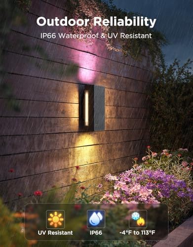 Govee Outdoor UpDown Wall Light, 2 Pack, 1200LM RGBICWW Smart Porch Lights - Image 6