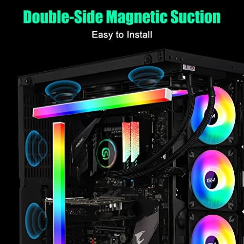 GIM KB-14 RGB PC Light Strip for Gaming Case, Magnetic Addressable LED PC Strip Kit, 5V ARGB 3Pin Header for Asus Aura, Asrock LED, Gigabyte RGB Fusion, MSI Mystic Light- 0.98ft - Image 5