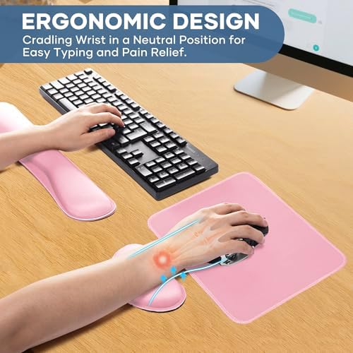 Office Ergonomic Memory Foam Computer Mouse and Keyboard Wrist Rest pad Support Carpal Tunnel, Wrist Rest for Keyboard and Mouse, Wrist Support Set - Image 4
