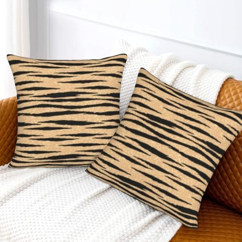 Pillowcase Set of 2 Tiger Animal Stripes Print Throw Pillow Covers Shells for Couch Office Bedroom Home Decoration, 16"X16" - Image 6