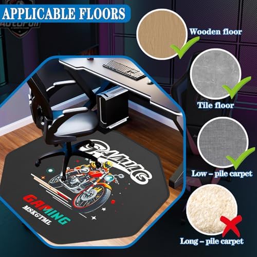Chair Mat for Hardwood Floors, Noise - Reducing Gaming Chair Floor Mat, 47" x 47" Octagonal Floor Mat for Office Chair, Suitable for Home Offices, Dormitories and Game Rooms - Image 5