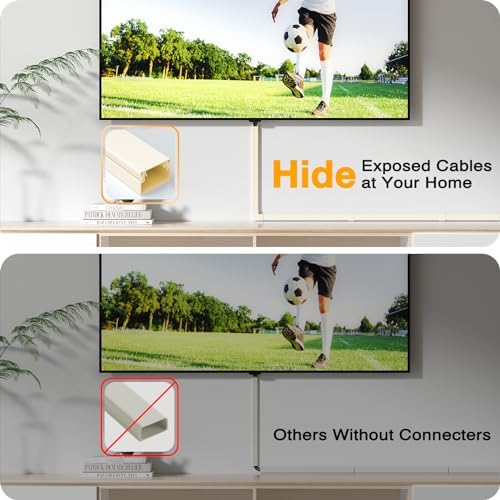 Cord Cover Wall, 157in Delamu Cord Hider Wall Mounted TV, Wire Covers for Cords Cable Management, Cable Raceway Cable Hider Concealer, Cable Cover Wire Hider to Hide Cords, 10XL15.7W0.95H0.55in Beige - Image 5