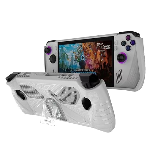 Protective Case with Stand for ROG Ally Game Console, Shockproof Cover with Bracket, Sweatproof Cover Protector for Asus ROG Ally Handhelds (White) by Unknown
