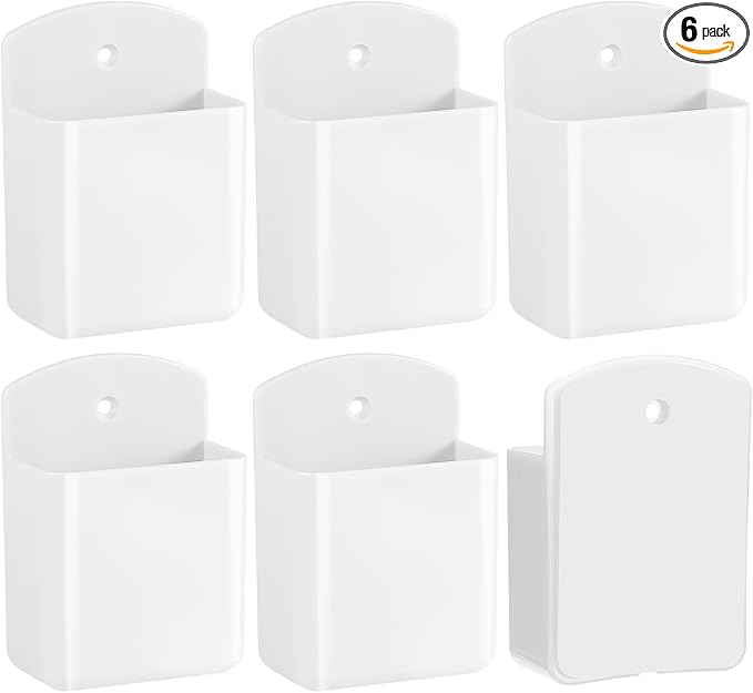Leinuosen 6 Pcs Remote Control Holder Wall Mount Self Adhesive TV Controller Holder White TV Remote Organizer Wall Pen Organizer for Home Office School Storage Accessories by Leinuosen