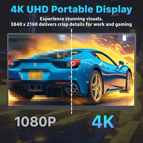 Upperizon Portable Monitor 23.8 inch 4K 3840X2160 144% sRGB 60Hz HDR HDMI USB-C Travel Monitor for Laptop MacBook PC Surface PS5 Xbox, Large External Display with Kickstand & Speakers, VESA Compatible - Image 3