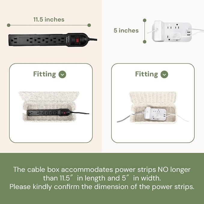Cable Management Box, Handmade Rattan Cord Organizer for Power Strip - Image 4