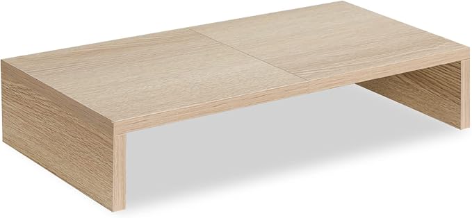 TEAMIX 20 inch Wood Monitor Stand Riser, Wooden Desktop Stand Shelf, Maple | Fits Laptop, Printer, TV, PC, Keyboard Storage, Space-Saving, Ergonomic Design, Desk Organizer for Home Office Gaming Vanity by TEAMIX
