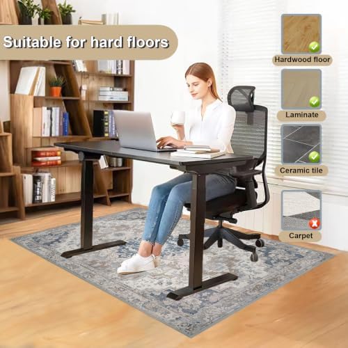 Office Chair Mat 36"x48", Hardwood Floor Protector Mats Under Computer Desk | Odorless, Easy Glide, Heavy Duty 1/5" Thick Computer Gaming Chair Mat, Anti-Slip, Non- Curve, Floor Rug for Home Office - Image 4