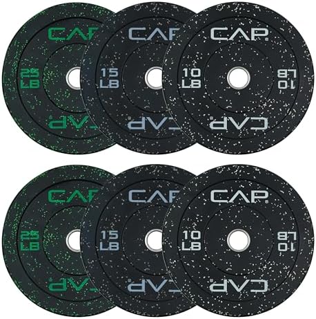CAP 2-inch Olympic Bumper Plate Weight Set | 100-370 lbs | Multiple Colors | Storage Rack Optional by CAP