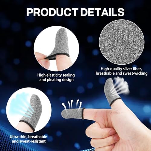 Gaming Finger Gloves Sleeves, Profesionales Breathable Sweatproof Touch Screen Mobile Silver Fibers Finger Sleeve Thin - Image 4