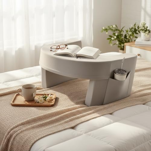 Sweetcrispy Ergonomic Lap Desk Reading Pillow with Storage Pockets, Grey - Image 6