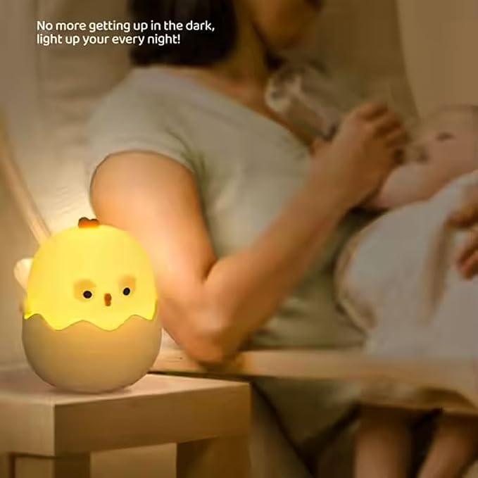 Easter Chick Egg Night Light - Dimmable 7-Color LED Nursery Lamp for Babies, Soft Silicone Touch Eggshell Decor for Easter Basket, Bedroom & Kids Room, Easter Gifts & Birthday Presents - Image 7